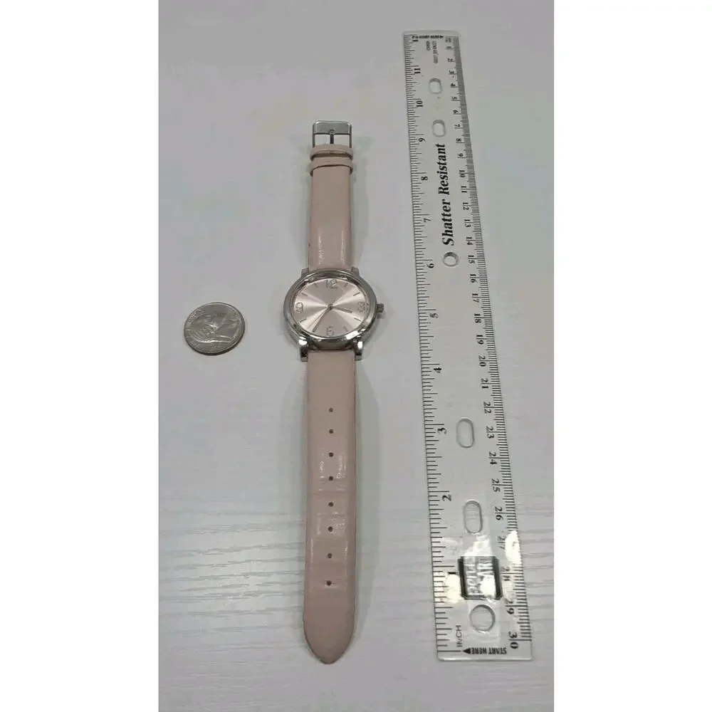 Women's Silver Tone Analog Watch Pink Blush Buckle Band New Battery W275